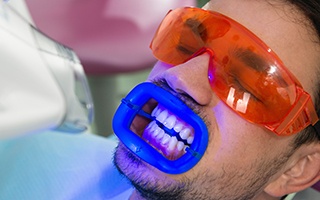 Man receiving in-office teeth whitening